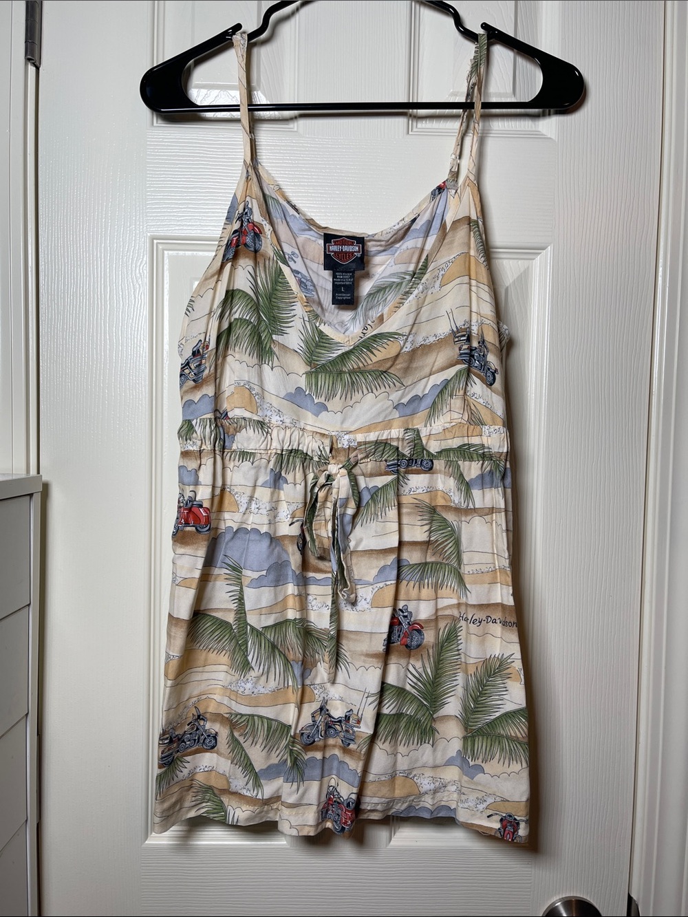 Harley-Davidson Beige Cream Palm Tree Print Tank Top